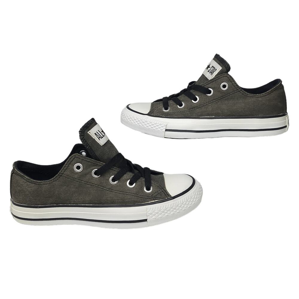 Converse All Star Shoes Womens 6 Gray Black White Low Tops Skater Grunge Preppy